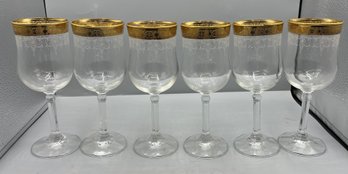 Cellini Handblown Crystal 24K Gold Trim Wine Glass Set - 12 Pieces Total - Made In Italy