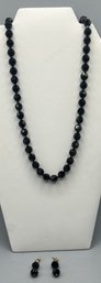 Black Crystal Beaded Necklace & Earring Set