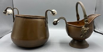 Vintage Copper Pot With Handle - 2 Total