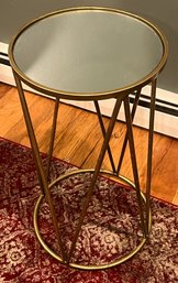 Gold-tone Glass-top End Table