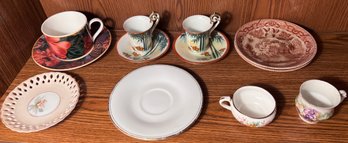 Assorted Lot Of Porcelain Tea Cups & Saucers- 12 Pieces Total