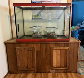 80-gallon Fish Tank With Wooden Storage Base - Filter & Accessories Included