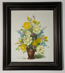 Eduardo Signed Floral Oil On Canvas Framed