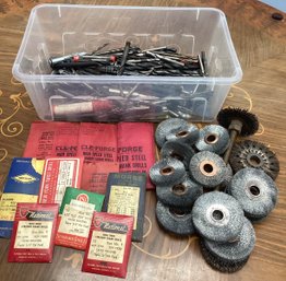 Lot Of Drill Bits, Wire Brushes, Shank Drills, Taper Routers Etc.