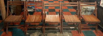 Solid Wood Folding Chairs - 5 Total