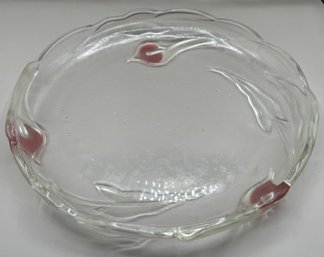 Frosted Glass Floral Pattern Serving Platter