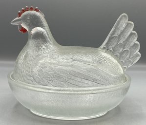 Glass Lidded Hen Bowl