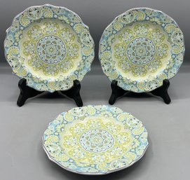 222 Fifth Fine China Lyria Teal Pattern Plate Set - 3 Total