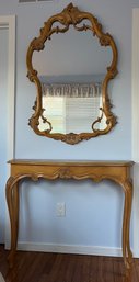 Wooden Console Table With Decorative Wall Mirror