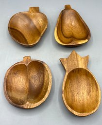 Action Co. Handcrafted Wooden Fruit Shaped Bowl Set - 4 Total - Made In The Philippines