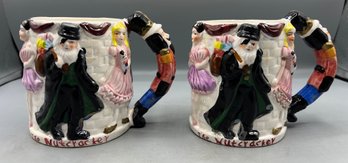 Nutcracker Ballet Gifts 2003 Hand Painted Ceramic Mugs - 2 Total