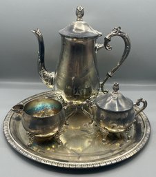 Silver Plated Tea Set - 4 Piece Lot - Made In Indonesia