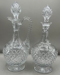 Cut Crystal Decanter & Pitcher Set - 2 Total