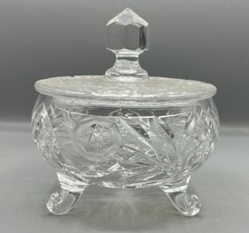 Cut Crystal Footed Candy Bowl With Lid