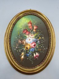 Original Oil On Masonite Framed - Floral Bouquet