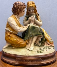 Antique Figural Courting Group Plaster Statue 'First Love'