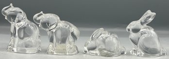 Glass Elephant & Bunny Salt & Pepper Shaker Set - 2 Sets - 4 Total