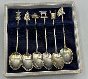 Vintage Sterling Spoon Set - 6 Total - Made In Japan - .66 OZT Total