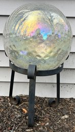 Outdoor Glass Gazing Ball With Wrought Iron Stand