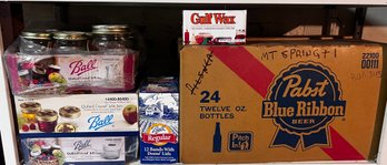 Assorted  Mason Ball Jars, Boxes Of Lids, & Gulf Wax For Canning