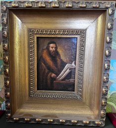 Norm Altman Signed Judaic Rabbi Oil On Wood