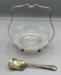 Silver Plated Nickel Silver Condiment Bowl With Spoon - Made In England