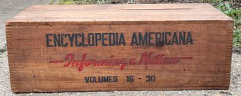 Vintage Wooden Encyclopedia Americana Book Storage Box