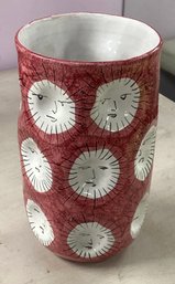 Ceramic Red Vase Stamped A67
