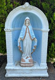 Outdoor Cement Holy Mother Mary Statue With Cement Grotto