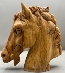 Decorative Carved Wooden Horse Head Figurine