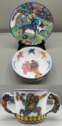 1997 Tiffany & Co. Gene Moore Fantasy Collection Plate/Bowl & Mug Set - 3 Pieces Total