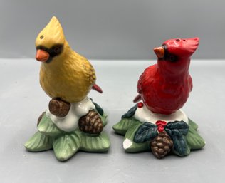 Lenox Hand Painted Ceramic Cardinal Salt And Pepper Shakers - 2 Total