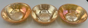 Jeanette Co. Iridescent Iris & Herringbone Beaded Edge Glass Bowl Set - 3 Total