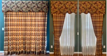 Custom Window Valence And Drape Set - 3 Piece Set