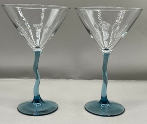 Crystal Blue Stemmed Margarita Glass Set - 2 Total