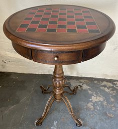 Solid Wood Checker Board Game Table With Drawer