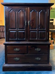 Ethan Allen Solid Wood Armoire With 5 Drawers & Storage