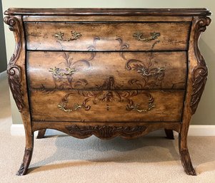 Ornate Veneer Wooden 3-drawer Chest