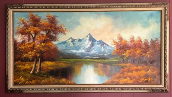 Oil On Canvas Framed - Autumn Winter Mountain