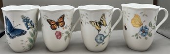 Lenox Butterfly Meadow Collection Porcelain Mug Set - 4 Total