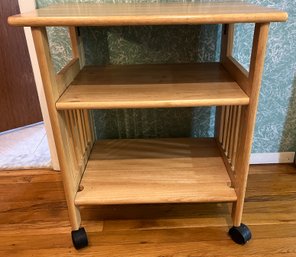 Solid Wood Storage Cart On Wheels