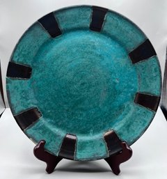 Brown & Teal Ceramic Pottery Plate