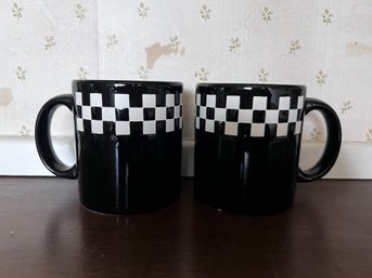 Waechtersbach West Germany Checkered Mugs- Pair