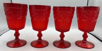 Ivima Handmade Ruby Red Glass Goblet Set - 12 Total - Made In Portugal