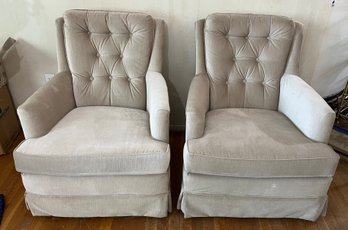 Cushioned Spring Back Swivel Arm Chairs - 2 Total