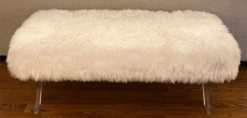 R.K. Home Furnishings Lucite Faux Fur Cushioned Bench