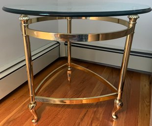Polished Brass Glass-top End Table