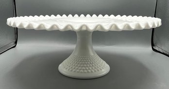 Fenton Hobnail Milk Glass Pedestal Cake Plate