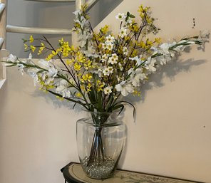 Glass Vase With Assorted Faux Flowers