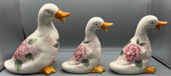 Decorative Ceramic Duck Figurines - 3 Total